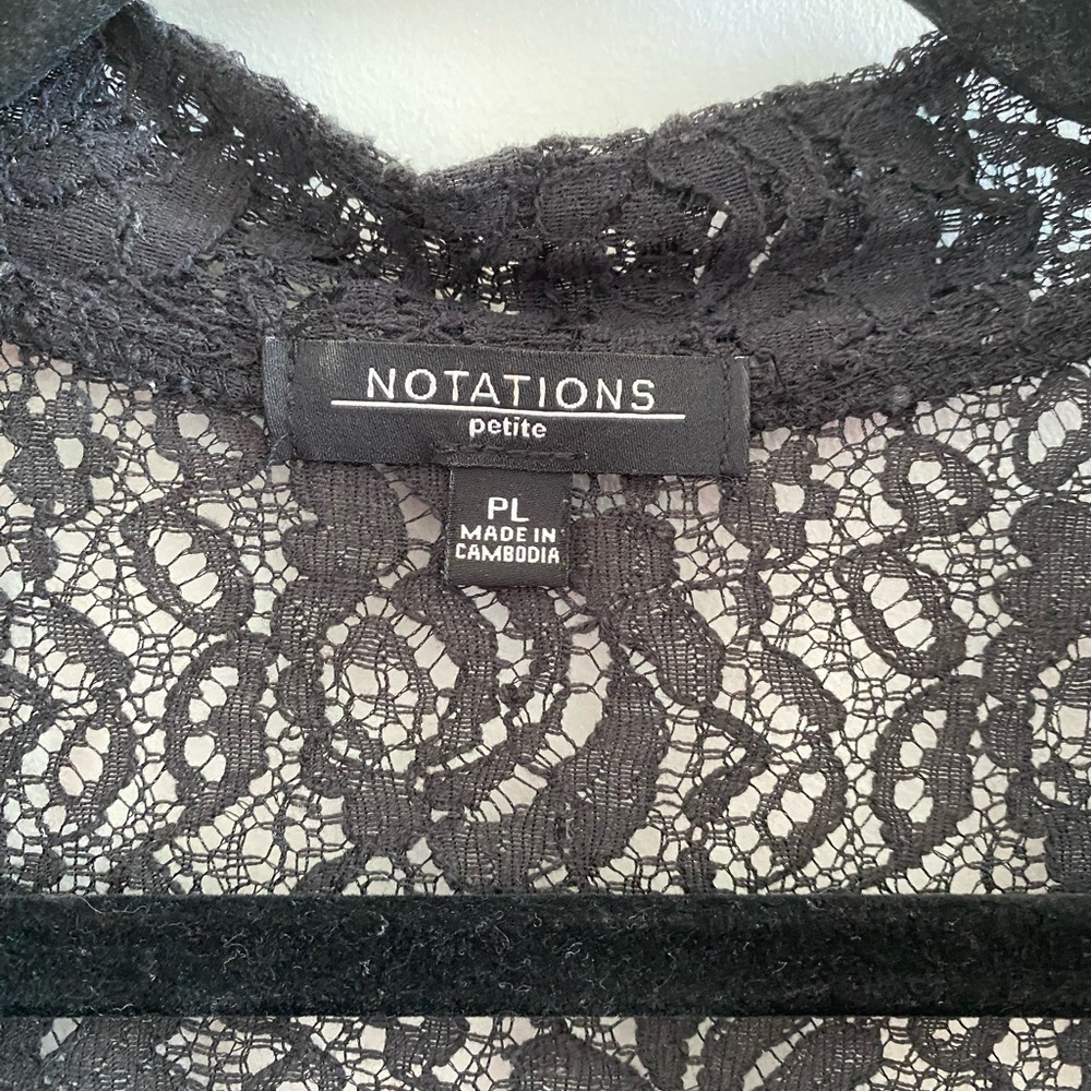 Notations Black Lace Open Cardigan Size Petite Large - Picture 2 of 4